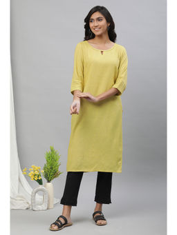 Aurelia - Yellow Yarn Dyed Straight Kurta