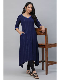 Aurelia - Blue Embroidered Asymmetrical Kurta