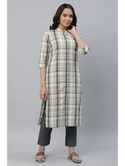 Aurelia - Green Seer Sucker Checker Kurta