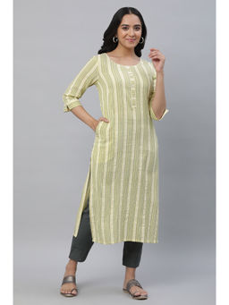 Aurelia - Yellow Stripe Printed Seer Sucker Kurta
