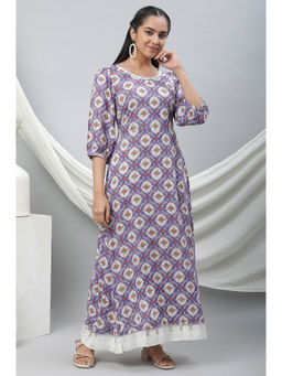 Aurelia - Purple Floral Printed Flared Maxi Dress