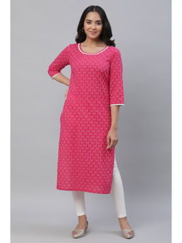 Aurelia - Pink Printed Straight Kurta