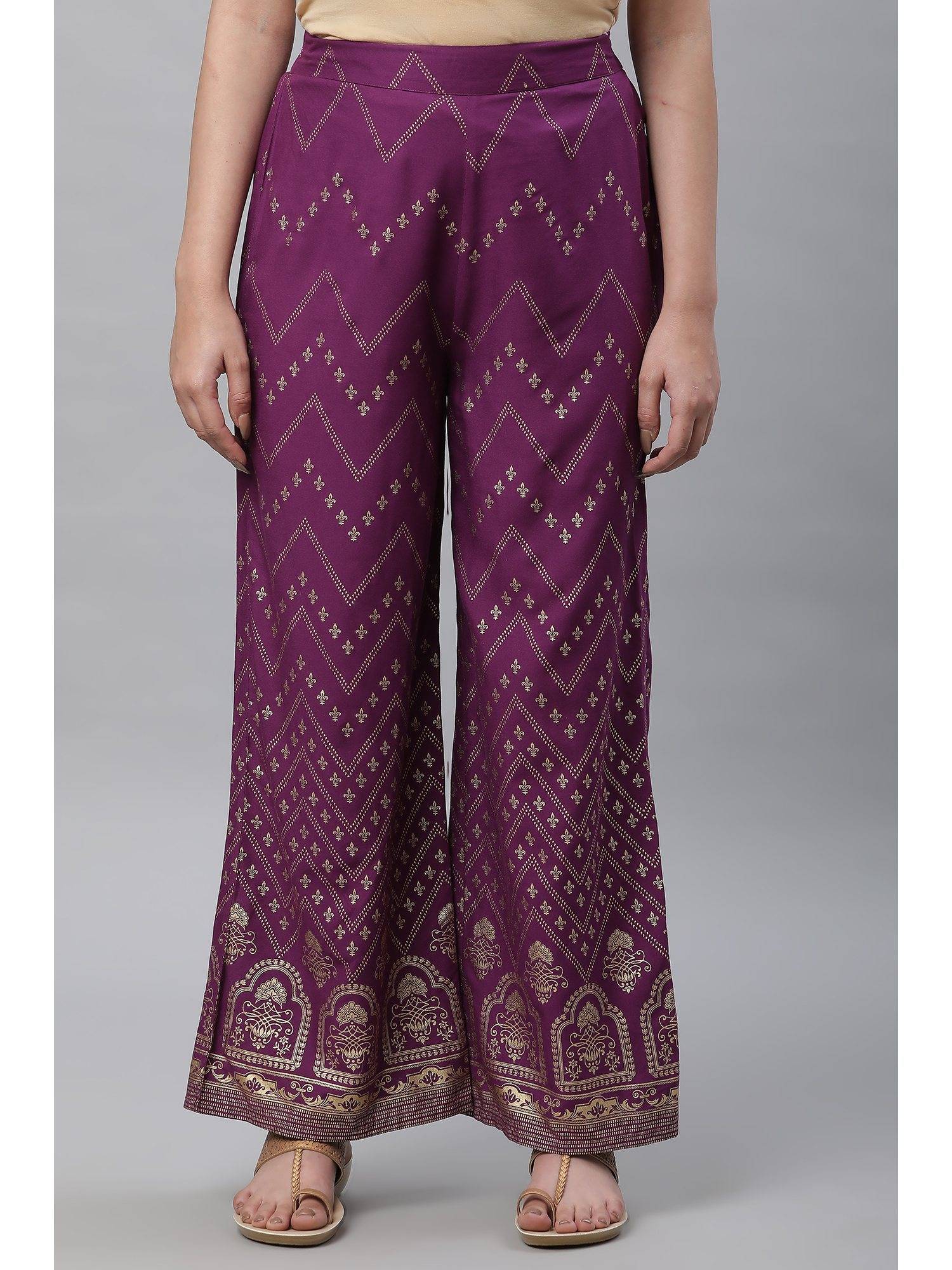 aurelia Purple Printed Festive Palazzo-picture-36