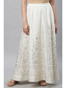 Aurelia - White Printed Flared Skirt