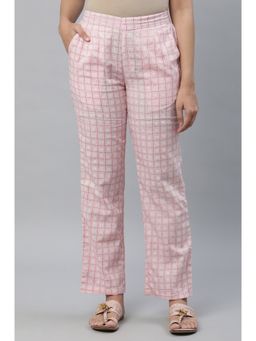 Aurelia - Pink Check Print Narrow Palazzo