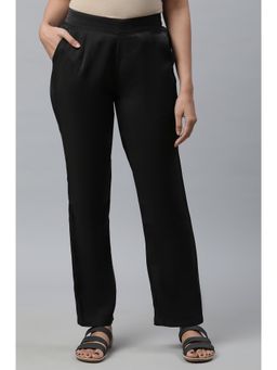 Aurelia - Black Yarn Dyed Shiny Narrow Palazzo