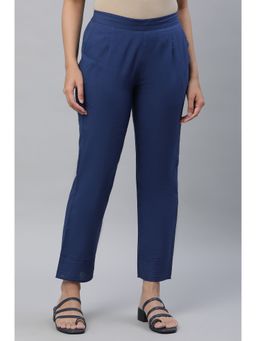 Aurelia - Blue Cotton Flax Pant