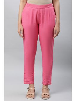 Aurelia - Pink Cotton Flax Straight Pant