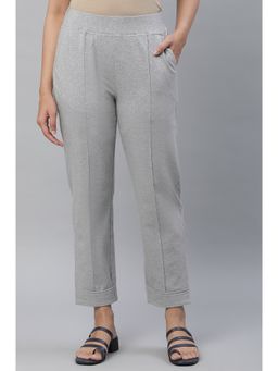 Aurelia - Grey Cotton Lycra Pintuck Pant