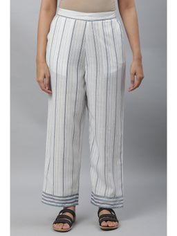 Aurelia - White Stripe Printed Narrow Palazzo