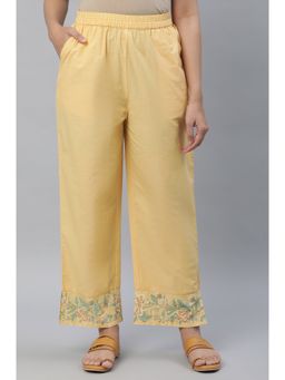 Aurelia - Yellow Floral Printed Narrow Palazzo
