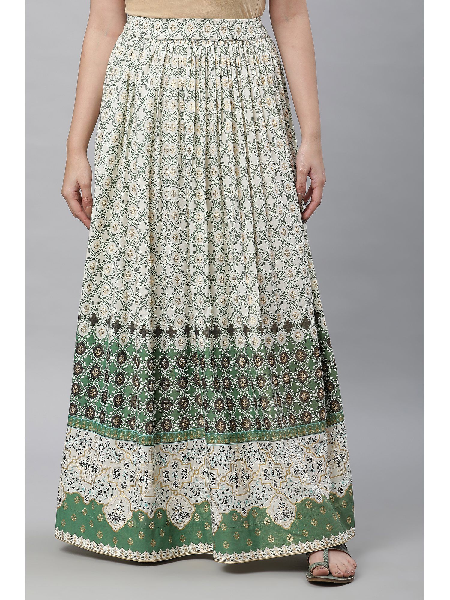 aurelia Off-White Printed Flared Skirt-picture-26