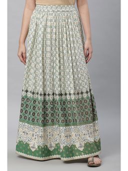 Aurelia - Off-White Printed Flared Skirt