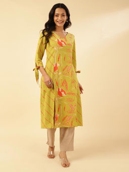 Fabindia - Nuindian Green Cotton Printed Kurta