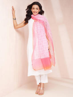 Fabindia - Pink Cotton Silk Dupatta