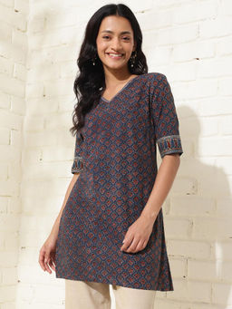 Fabindia - Indigo Cotton Ajrakh Printed Kurti