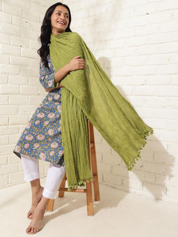 Fabindia - Avni Blue Cotton Printed Kurta and Dupatta (Set of 2)