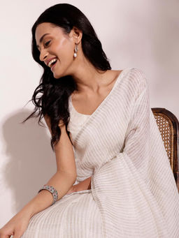 Fabindia - Natural Linen Blend Hand Woven Saree