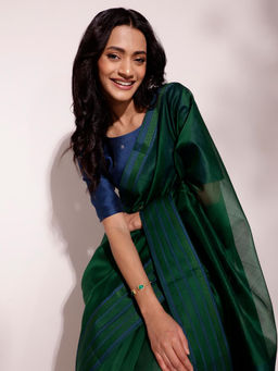Fabindia - Green Cotton Silk Sari