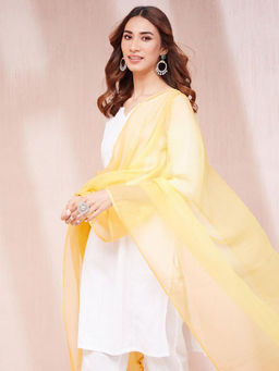 Fabindia - Yellow Cotton Silk Dupatta