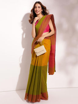 Fabindia - Mustard Cotton Woven Saree