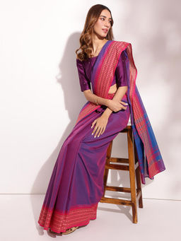 Fabindia - Purple Cotton Woven Saree
