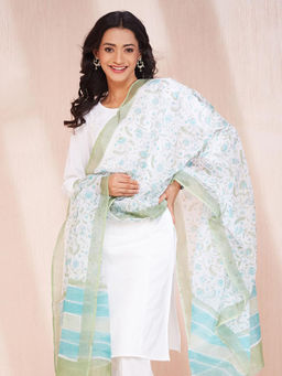 Fabindia - Natural Cotton Silk Hand Block Printed Dupatta