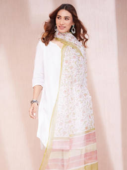 Fabindia - Natural Cotton Silk Hand Block Printed Dupatta