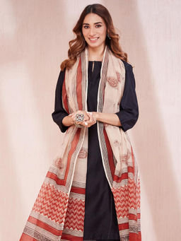 Fabindia - Natural Cotton Silk Bagru Printed Dupatta