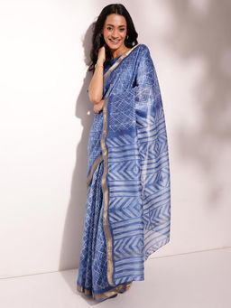Fabindia - Indigo Cotton Silk Blend Saree