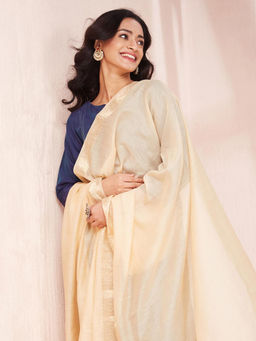 Fabindia - Beige Cotton Silk Woven Dupatta