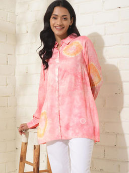 Fabindia - Pink Viscose Printed Tunic