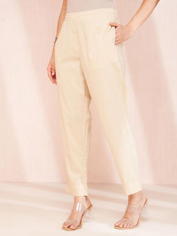 Fabindia - Beige Cotton Regular Fit Casual Ethnic Pants