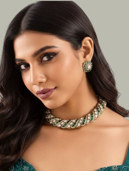 Auraa Trends - Emerald Spiral Statement Necklace Set Festive Wear