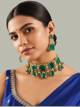Auraa Trends - Luxurious Choker-Style Necklace Set Festive Wear