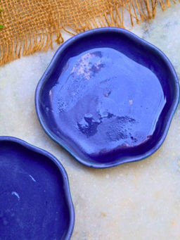 WEAVING HOMES - Royal Blue Handmade Dessert Plate