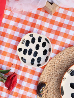 WEAVING HOMES - Black Blocks Handmade Dessert Plate