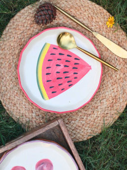 WEAVING HOMES - Watermelon Quarter Plate