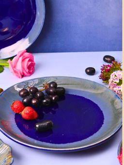 WEAVING HOMES - Royal Blue Quarter Plate