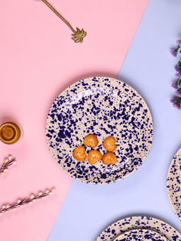 WEAVING HOMES - Blue Flecked Dinner Plate