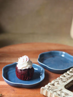 WEAVING HOMES - Metallic Blue Handmade Dessert Plate