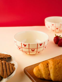 WEAVING HOMES - Red Chequered Heart Bowl