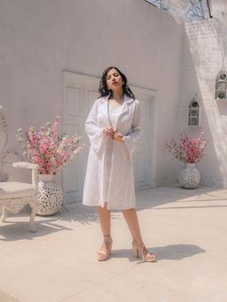 MONK & MEI - Heer Chikankari Jacket- White