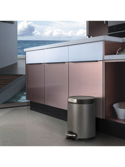 Freelance - Chart Steel Wastebin, Waste Storage Box, Dustbin, Trash Can, Titanium Grey 8 Ltr