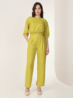 MISH - Women Green Polyester Solid Co-Ord Set