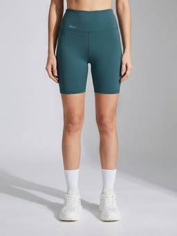 Fitkin - Women Teal Blue High-Rise Super Soft Cycling Shorts for Active Wear