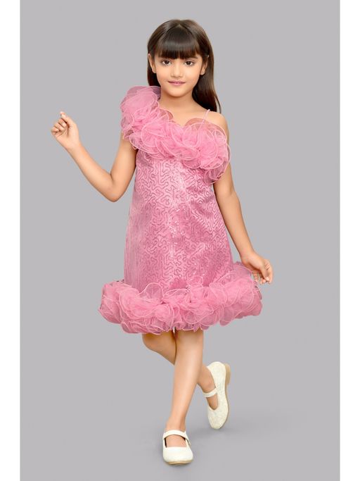 pink chick dress Buy Pink Chick Rose Sequins And Layers Party Dress Online