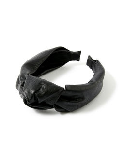 Accessorize London - Women's Textured Black Pu Knot Alice Hair Band