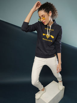 Campus Sutra - Blue Full Sleeve Printed Women Stylish Casual Sweatshirt