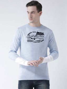 Club York - Men Blue Printed Pullover